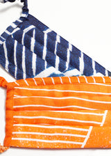 orange and blue face covering