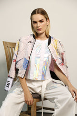 Sequin Bomber Jacket: Pink