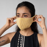 Face Covering: Grey and yellow Checked Reversible Organic Cotton