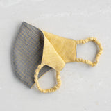 Face Covering: Grey and yellow Checked Reversible Organic Cotton