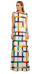 Mondrian Print Dress: White