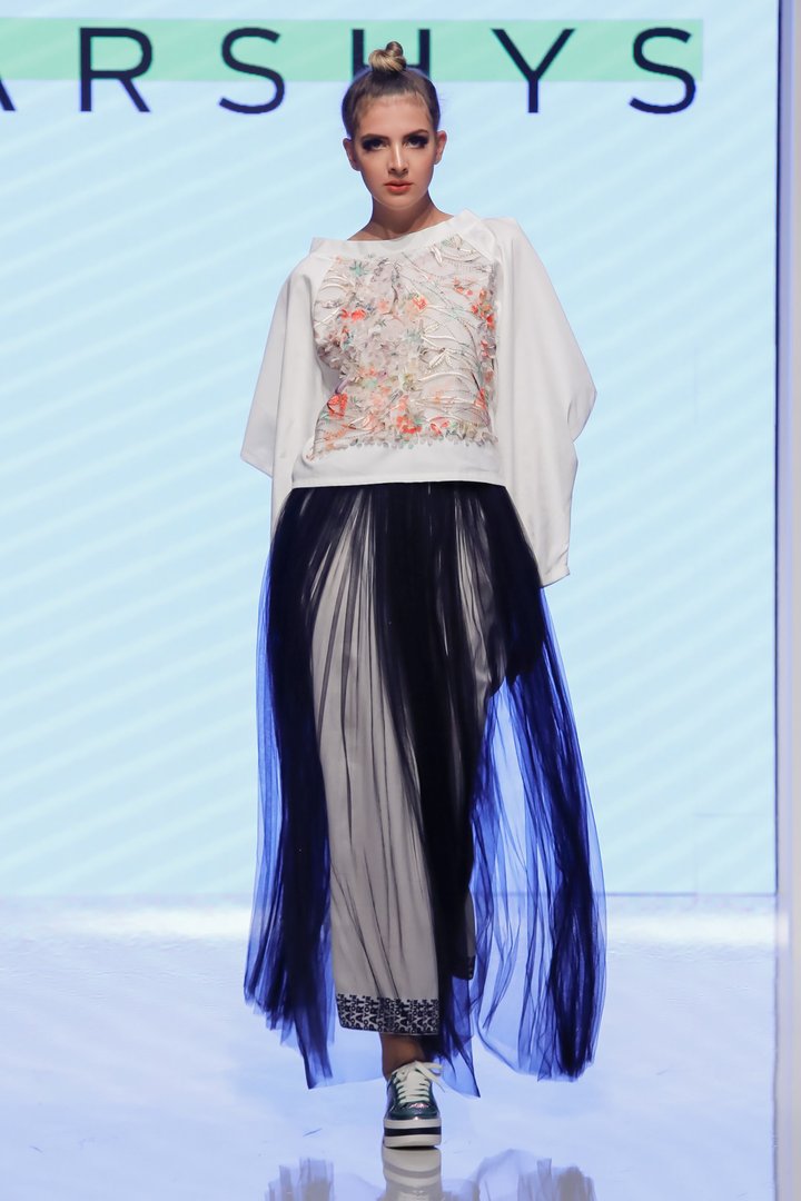 Tulle Skirt: Black with White Hem