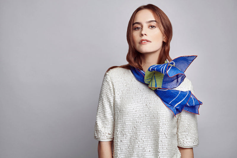 Luxury Silk Scarves: Cobalt Twist