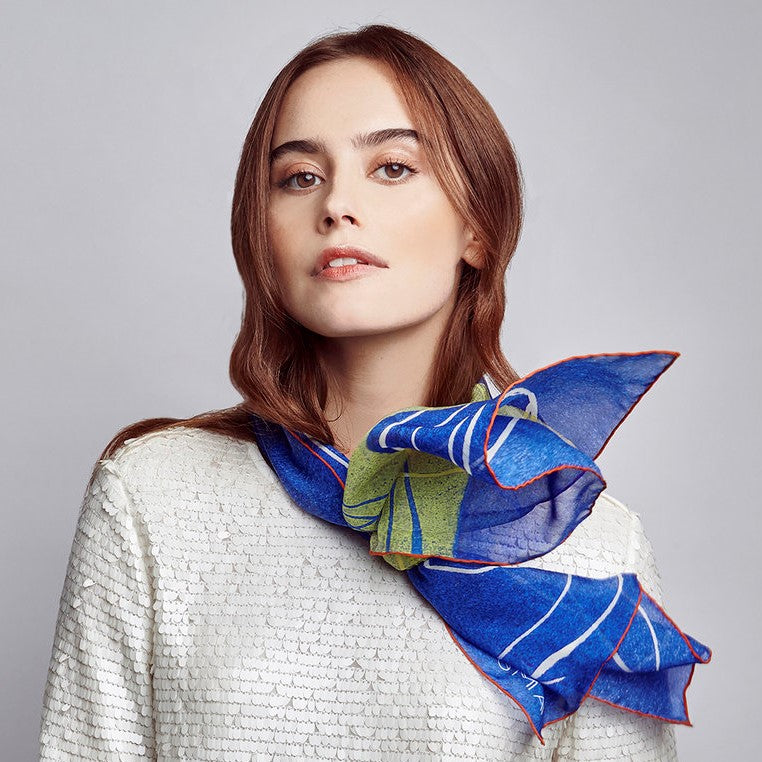 Luxury Silk Scarves: Cobalt Twist