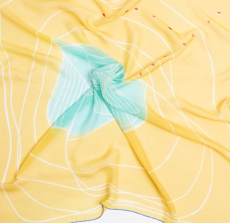 Luxury Silk Scarves: Saffron Wave