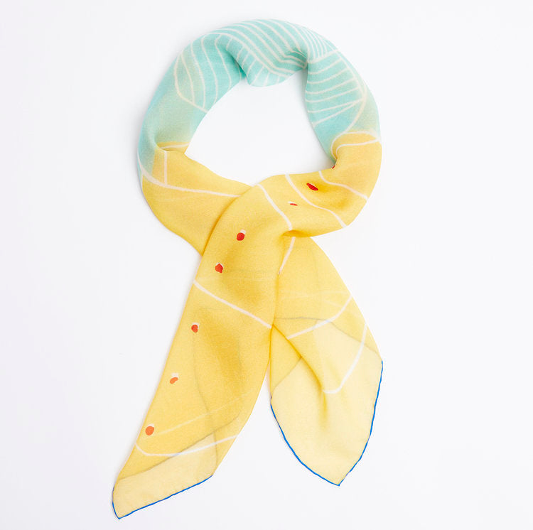 Luxury Silk Scarves: Saffron Wave