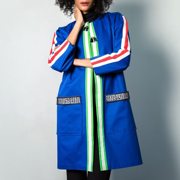 Statement Coat: Striped Blue