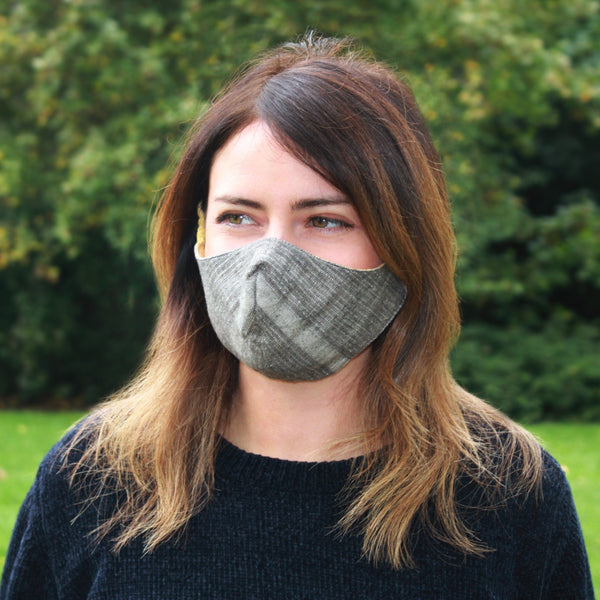 Face Covering: Grey and Yellow Reversible Organic Cotton