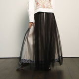 Tulle Skirt: Black with White Hem